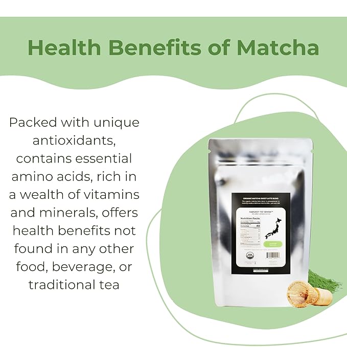 ORGANIC MATCHA LATTE, SWEETENED MATCHA ORGANIC WHOLESALE 1KG BAG
